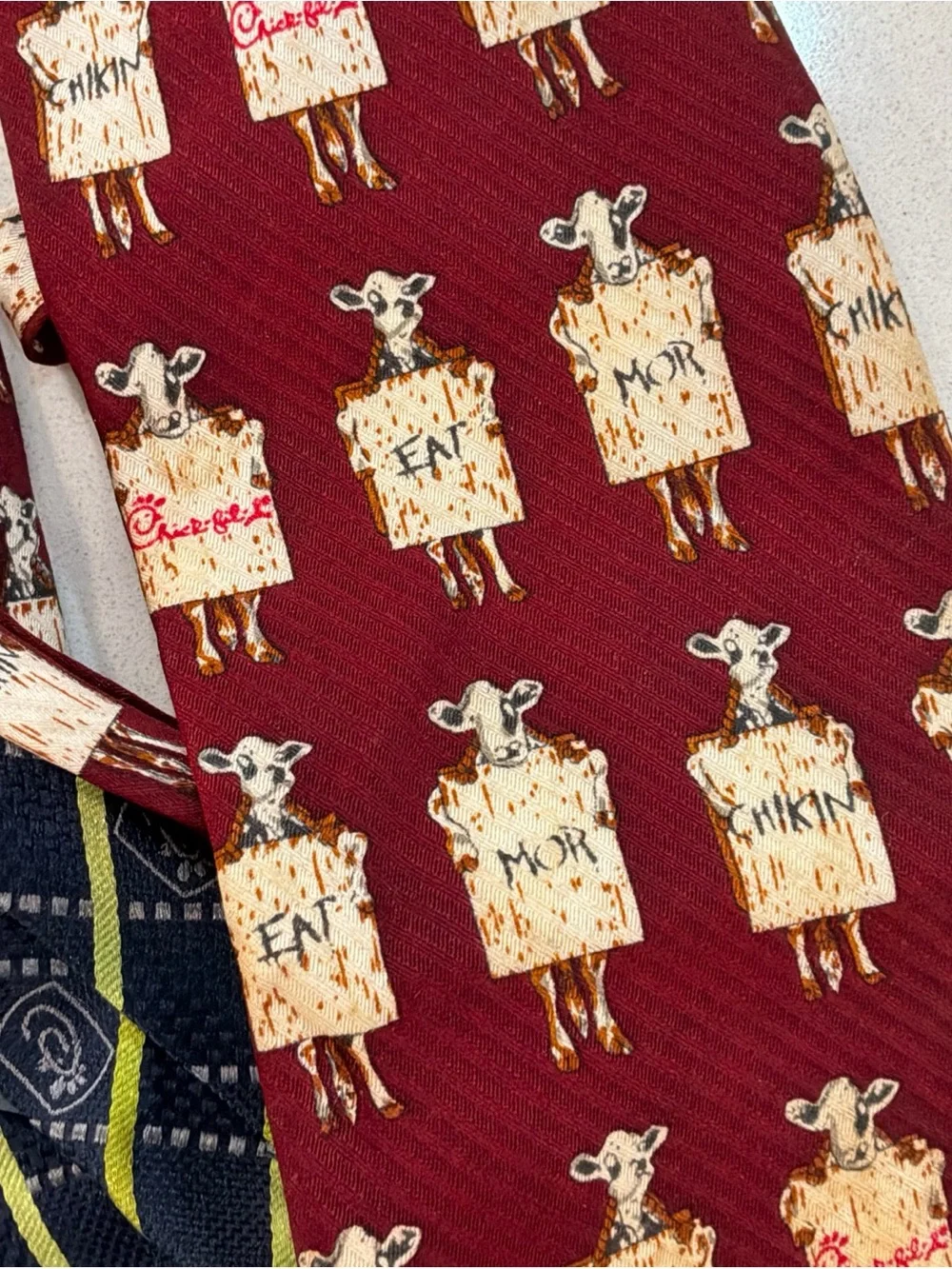 Lot of 2 Silk Chick Fil A Ties Burgundy and Blue